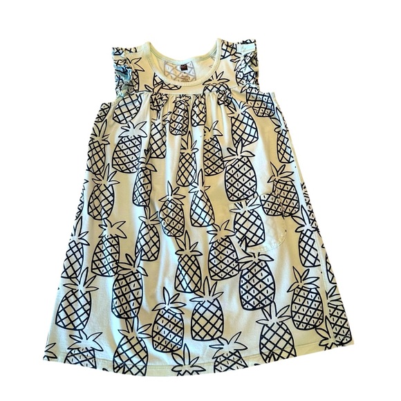 Tea Collection | Girl Mint Green & Navy Blue Pineapple Print Dress Size 6 - Picture 1 of 8